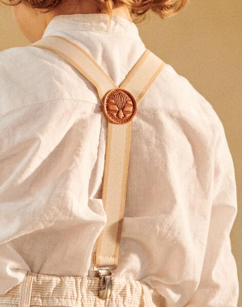 Off white and beige leather detail pant straps FREBRETAGE / 23E4PGI1BRE001