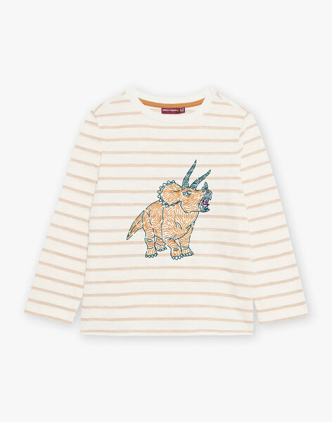 Ecru T-shirt with triceratops pattern DODRAGE / 22H3PGU1TML001