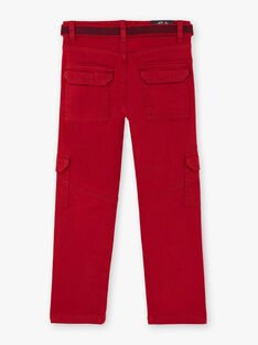 Boy's red multi-pocket pants with belt BADAGE / 21H3PG11PAN050