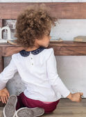 Long sleeve t-shirt ecru with claudine collar for girls BROTOZETTE2 / 21H2PFB4TML001