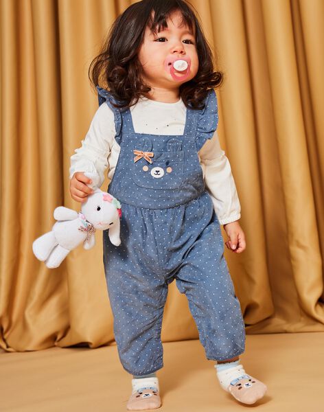 Blue grey corduroy long jumpsuit DARAPHAEL / 22H1BFY1SALC206