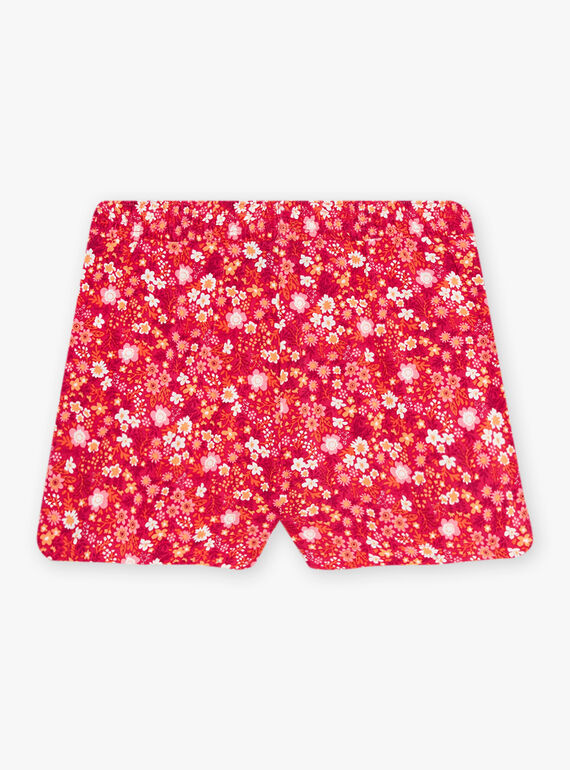 Fuchsia shorts with flower print child girl CAUSHOETTE 1 / 22E2PFT3SHO304