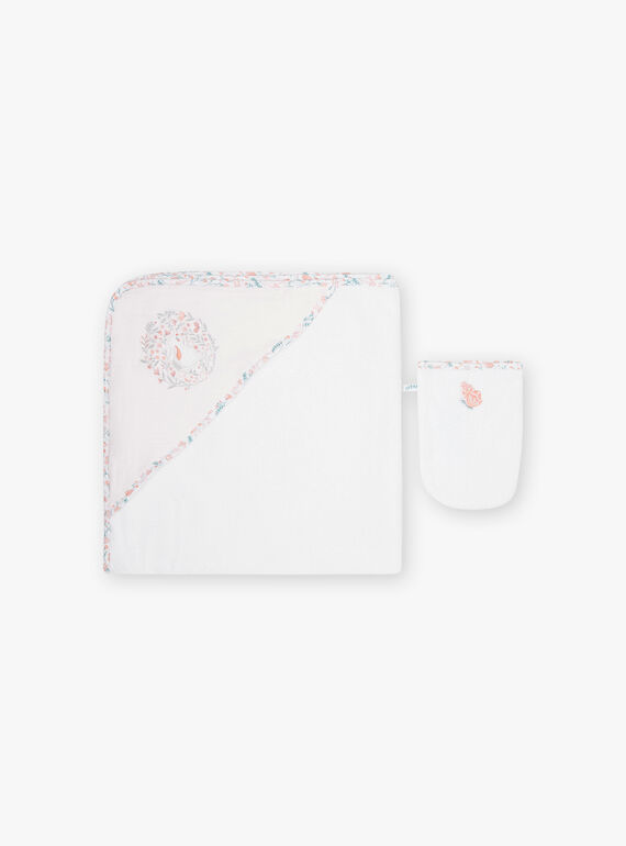 White sponge point and glove with flowers and rabbit design for girls CONSTANCE / 22E0AFC1POI000