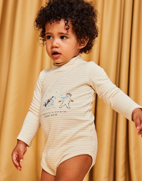 Beige and white striped bodysuit DASTANLEY / 22H1BGY1BODA001