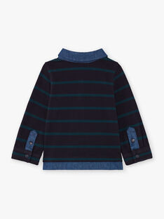 Baby boy long sleeve blue striped polo shirt BAJORGE / 21H1BG91POL715