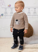 Baby boy plain black teddy bear pants BADAX / 21H1BG22PAN090