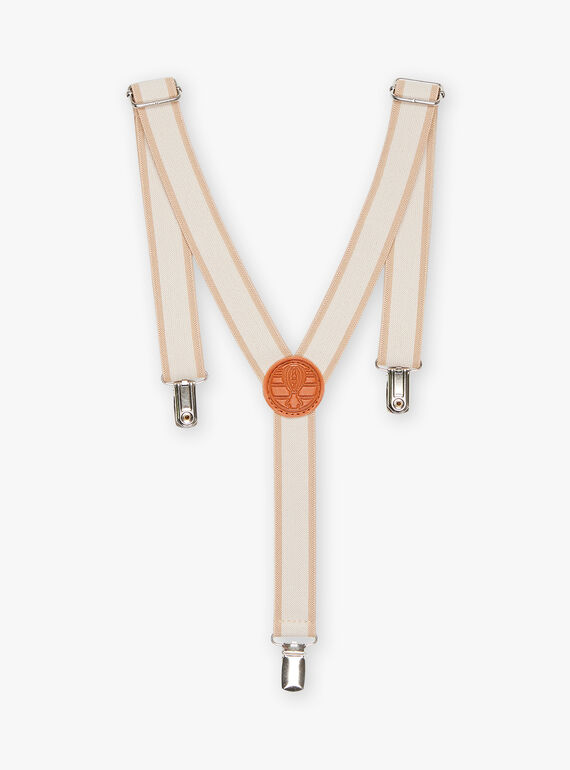 Off white and beige leather detail pant straps FREBRETAGE / 23E4PGI1BRE001