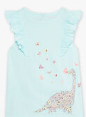 Child girl's turquoise blue dinosaur and flower pajamas CHOUFIETTE / 22E5PF51PYJ203