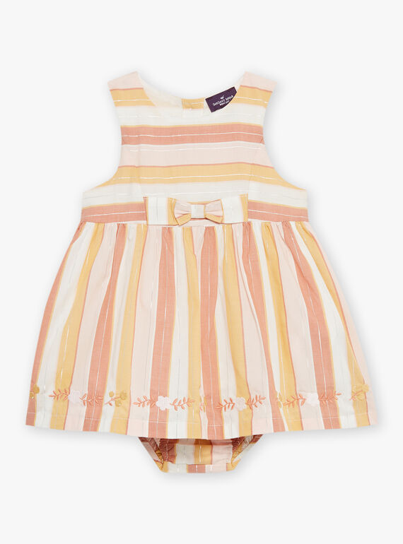 Ecru dress and panties with stripes print FAUNA / 23E1BFP2ROB001