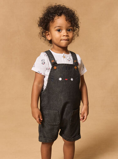 Black denim SHORT DUNGAREES Black denim SHORT DUNGAREES MAJORAN / 25E1BGJ1SACK003