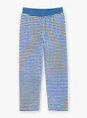 Boy's pyjama T-shirt and pants navy blue and white BEDINAGE / 21H5PG65PYJ208