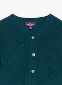 Emerald green cardigan in fancy knit GACAMILLE / 23H1BF82CAR608
