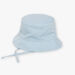Beige and blue striped print bucket hat 