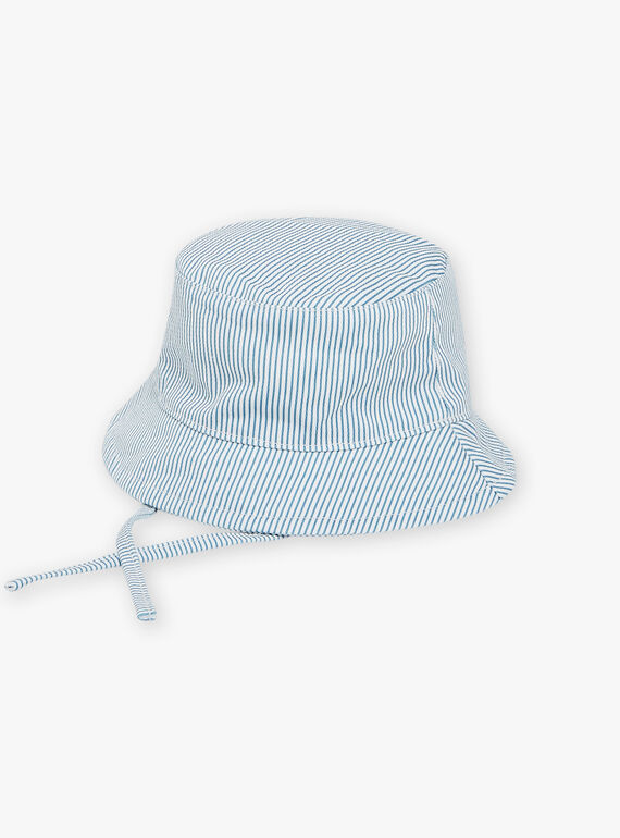 Beige and blue striped print bucket hat  FAENZO / 23E4BGI1CHAC218