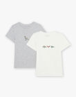 2 T-shirts in organic cotton grey and off white dinosaur theme FLOTIAGE / 23E5PGH1HLIJ920
