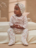 Pink bonnet and bolster set with floral print KECAROLE / 24E5BF56GRE307