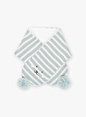 Green-gray striped knit scarf with animal face DIOCEAN / 22H4BGM2ECH631