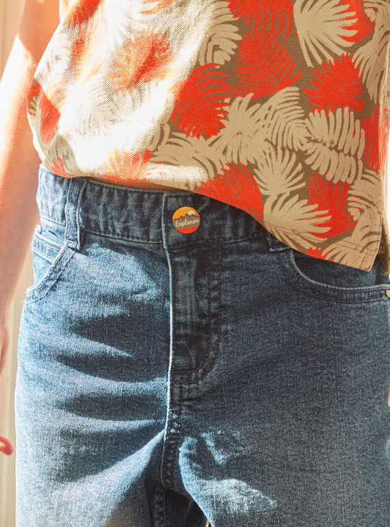 Palm leaf-patterned denim Bermuda shorts KLEDENAGE / 24E3PGO2BERP269