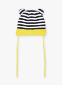 Navy blue 3D animated ears knit hat with stripes print FILAYNE / 23E4BG52BON070