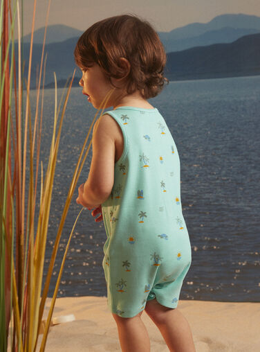 Turquoise sleeveless jumpsuit with stripe print Turquoise sleeveless jumpsuit with stripe print KISERGIO / 24E1BGG1CBL203
