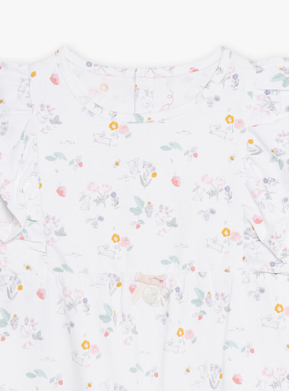 Short sleeveless romper with rabbit and flower print CEGINNA / 22E5BF53GRE000