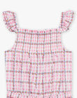 Pink smocked jumpsuit with check print FLEROZETTE / 23E2PFS2CBC001