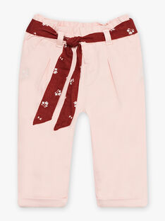 Baby girl nude twill pants with floral print belt CABATA / 22E1BF71PAND319
