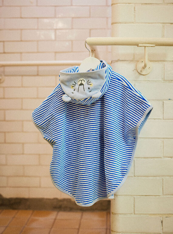 Baby boy bright blue striped bath cape CILIAM / 22E4BGO1CDB701