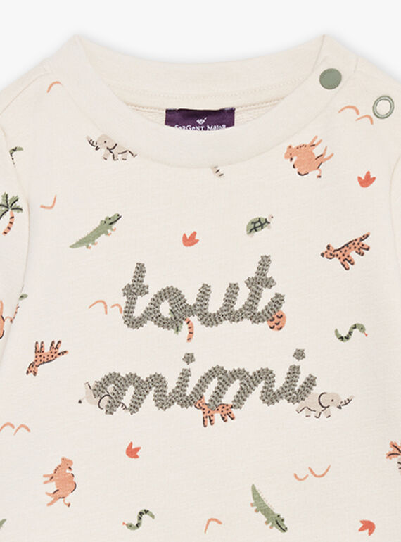 Beige fleece sweater with animal print FATAHAR / 23E1BGP1SWE007