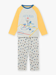 Boy's grey pyjama set with fancy print BIBASKAGE / 21H5PG73PYJ943