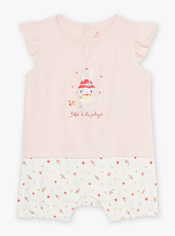 Short pink romper with bunny print at the beach CEGLACE / 22E5BF54GRE311