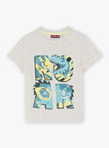 Child boy Ash Grey Fantasy Dinosaur T-Shirt CAXOLAGE / 22E3PGB1TMCJ904