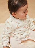 Pale pink romper and ecru velvet cardigan in organic cotton and recycled polyester GOLDIA / 23H0NFB1ENS001