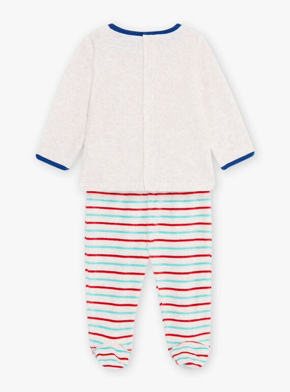 Baby boy's grey velvet fire truck pajamas CEFLORENT / 22E5BG41PYJJ920