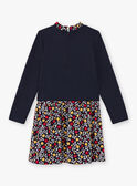 Girl's navy blue floral long sleeve dress BIGLETTE / 21H2PF51ROB070