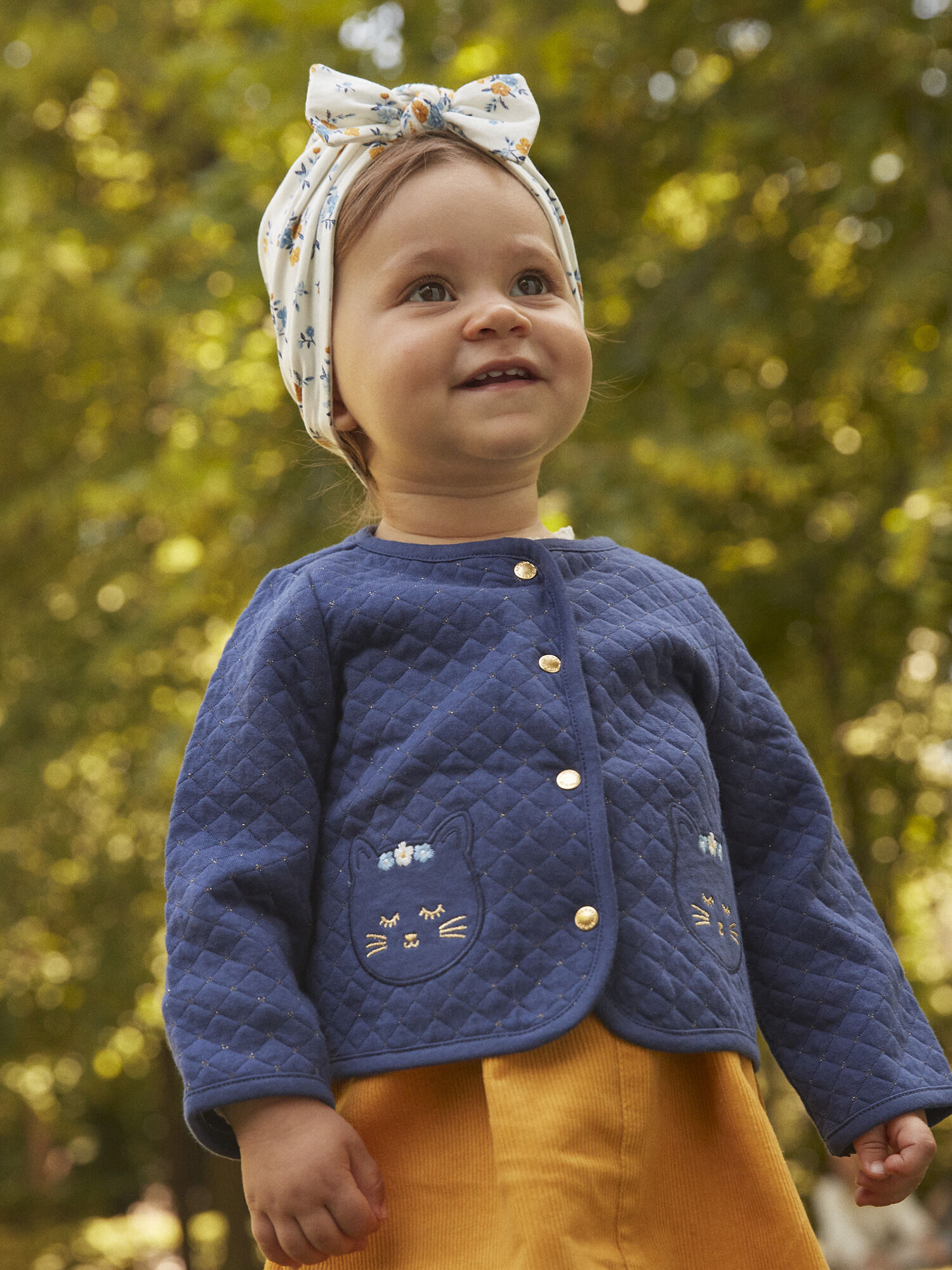 Navy blue cardigan in tubique