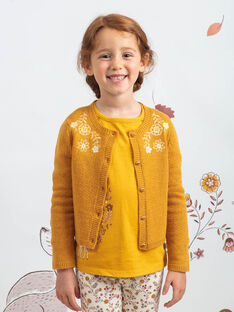 Girl's mustard vest with floral embroidery BUCARETTE / 21H2PFJ1CAR804