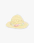 Child girl straw hat with poplin headband and floral bow CRAPETTE / 22E4PFN1CHAB115