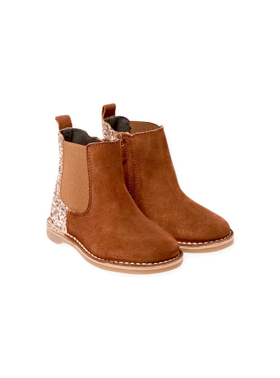Camel suede boots with sequins child girl BECHELETTE / 21F10PF43D0D804