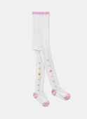 Ecru knitted tights with floral motifs KACOLETTE / 24E4PF31COL001
