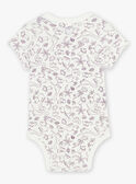 Ecru short sleeved bodysuit with dinosaur print FAOLIVIER / 23E1BGO1BOD001