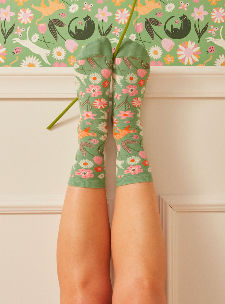 Cat design jacquard Socks Cat design jacquard Socks KOSSEF / 24E4FFP1SOQG606