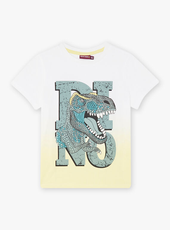 Child boy yellow tie-&-dye t-shirt with dinosaur design CATICHAGE / 22E3PGB2TMC116