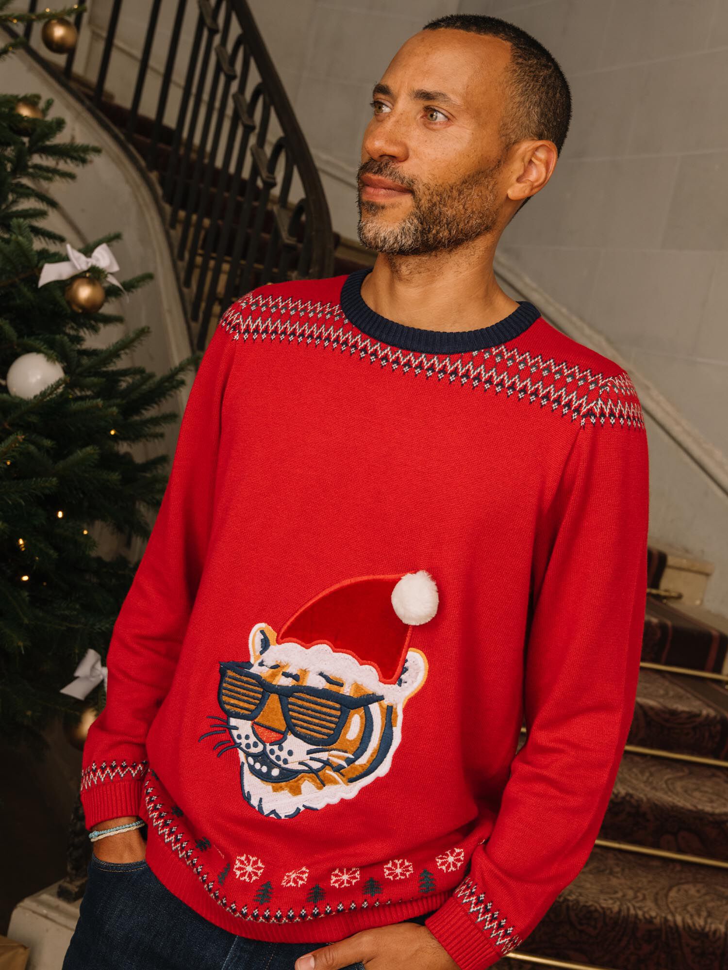 Red tiger Christmas sweater