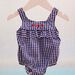Baby girl one-piece bathing suit with gingham check and red bows