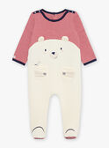Cream striped sleep suit with bear head animation FEDOURSON / 23E5BG21GREA002