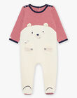 Cream striped sleep suit with bear head animation FEDOURSON / 23E5BG21GREA002