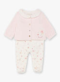 White and pink sleep suit and cardigan baby girl BONITA / 21H0NF42ENS301