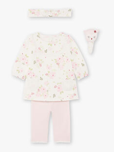 Dress and headband printed with flowers and pink leggings birth girl BOUTAINA / 21H0CF43ENS001