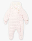 Baby girl's pink and gold leaf print jumpsuit BISONIA / 21H1BFE1PILD327